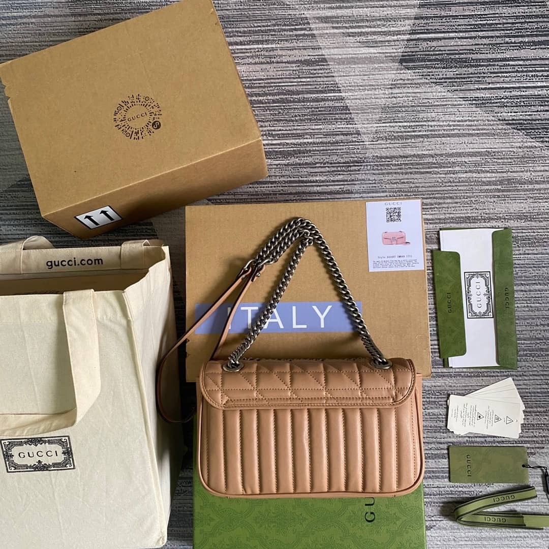 Gucci GG Marmont Matelasse Shoulder Bag Replica Brown 443497