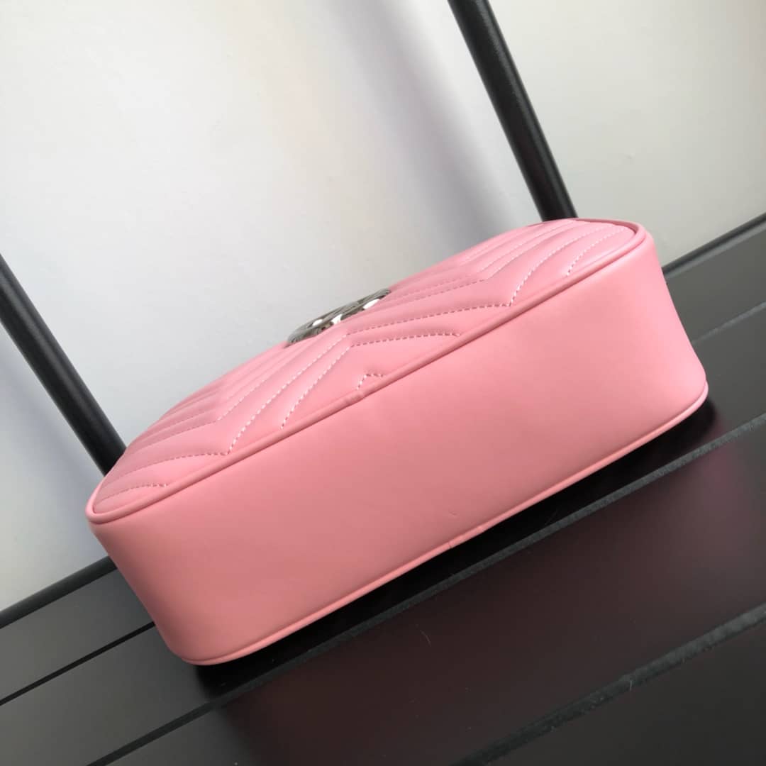 Gucci Handbag Dupes GG Marmont Small Shoulder Handbag Camera Bag Replica Pink 447632