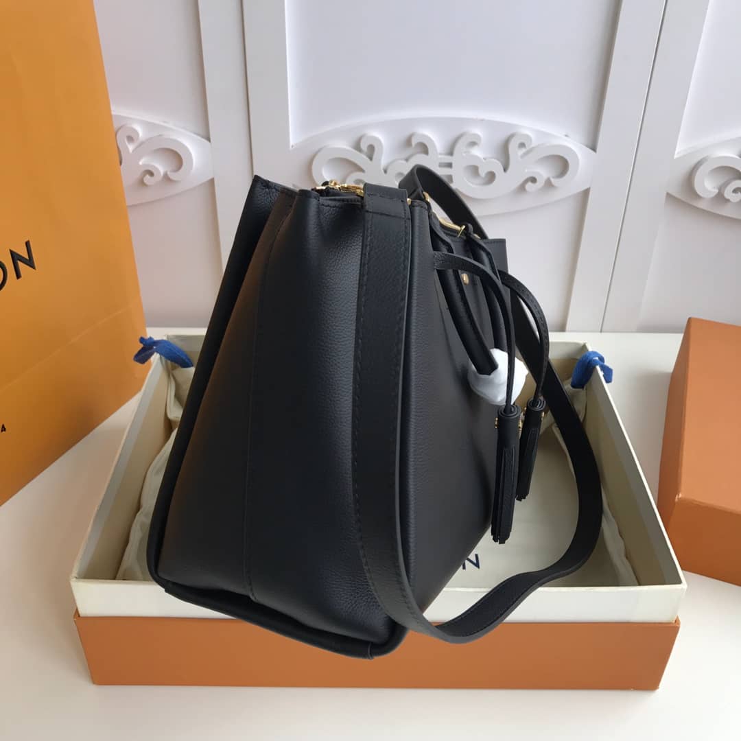 Louis Vuitton Lockmeto Leather Tote Replica Black M54569