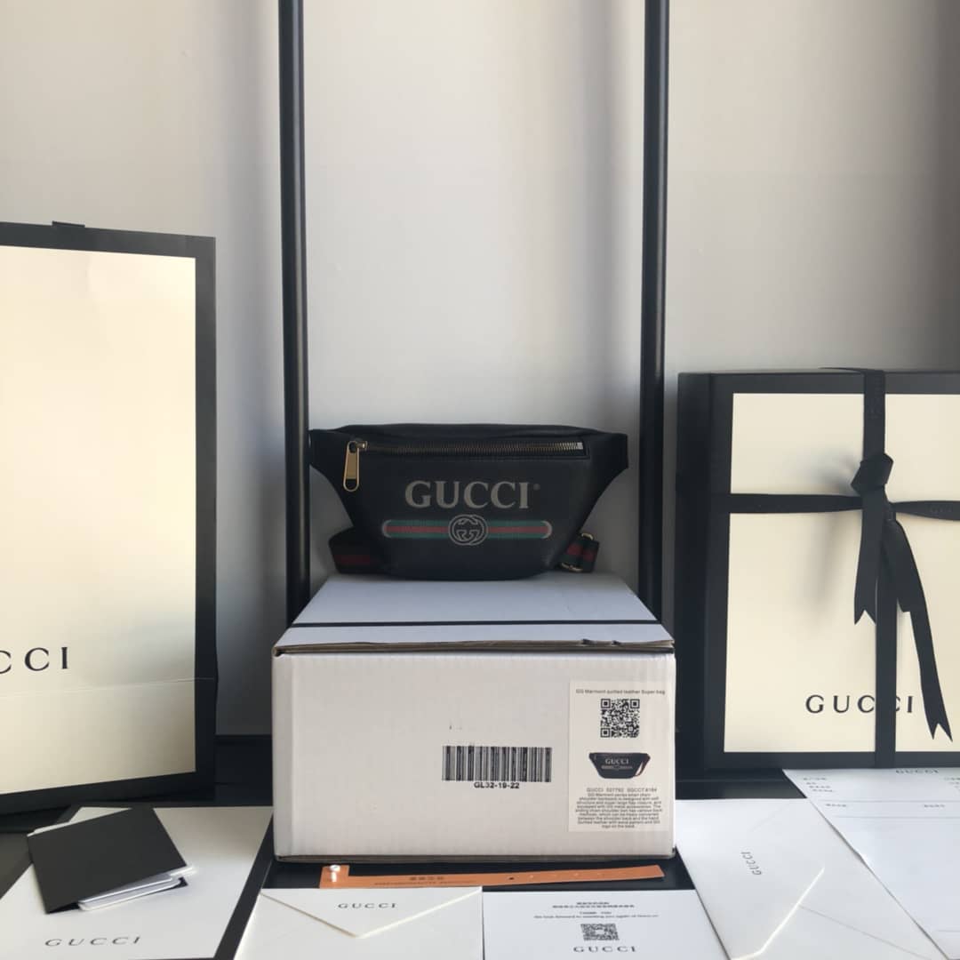 Gucci Print Small Waist Body Belt Bag Replica Black 527792