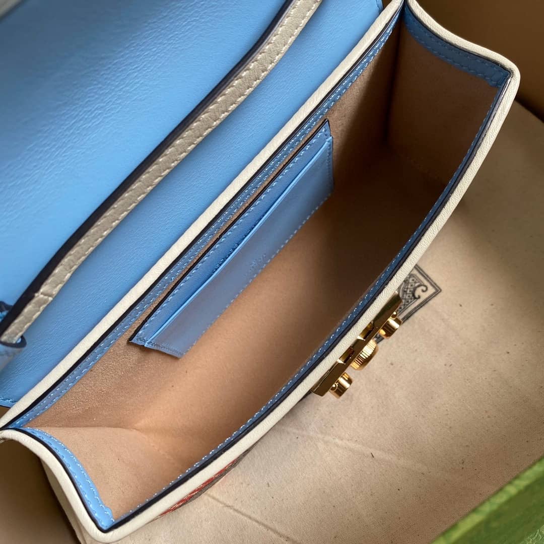 Gucci GG Supreme Canvas Padlock Mini Shoulder Bag Replica Blue 652683