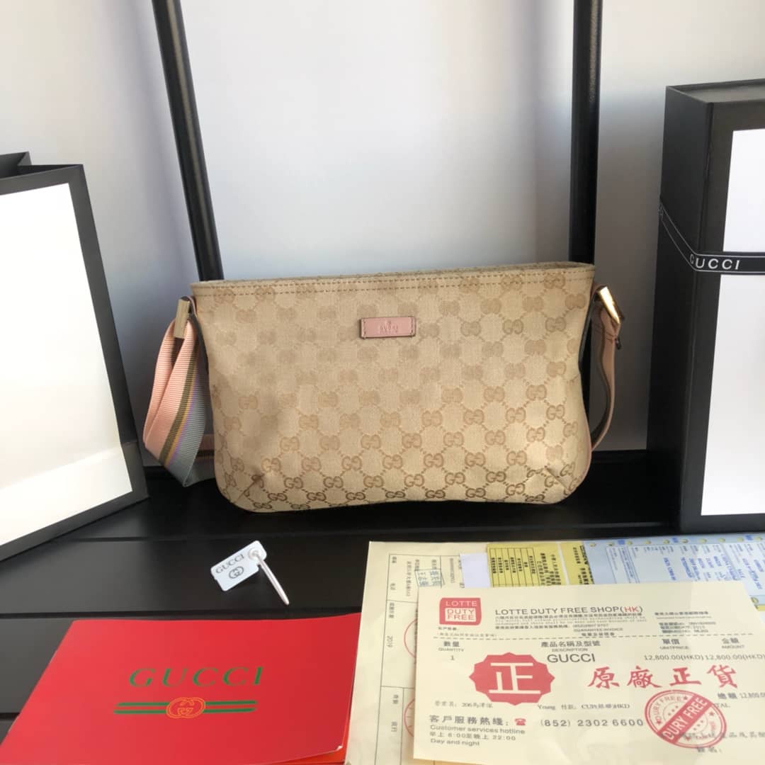 Gucci GG Canvas Shoulder Bag Replica Beige 189749