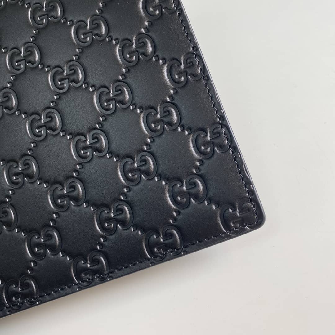 Gucci Embossed Logo Calf Leather Black Pouch 547074