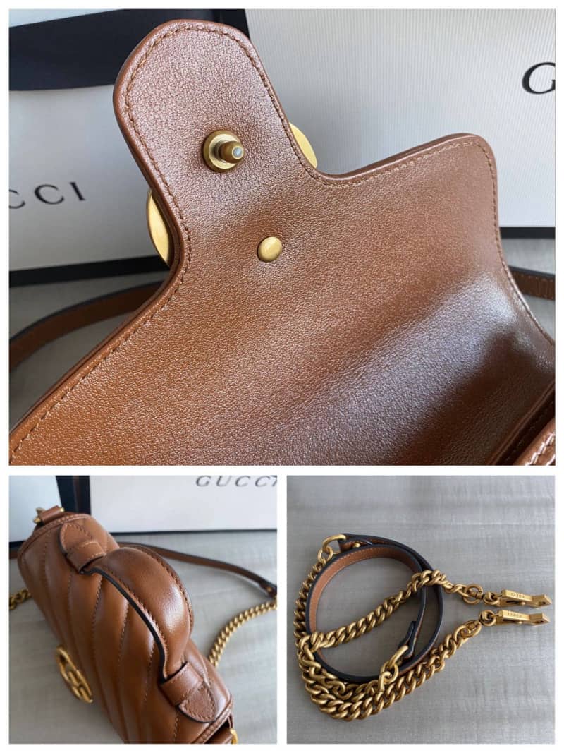 Gucci GG Marmont Mini Top Handle Bag Replica Brown 583571