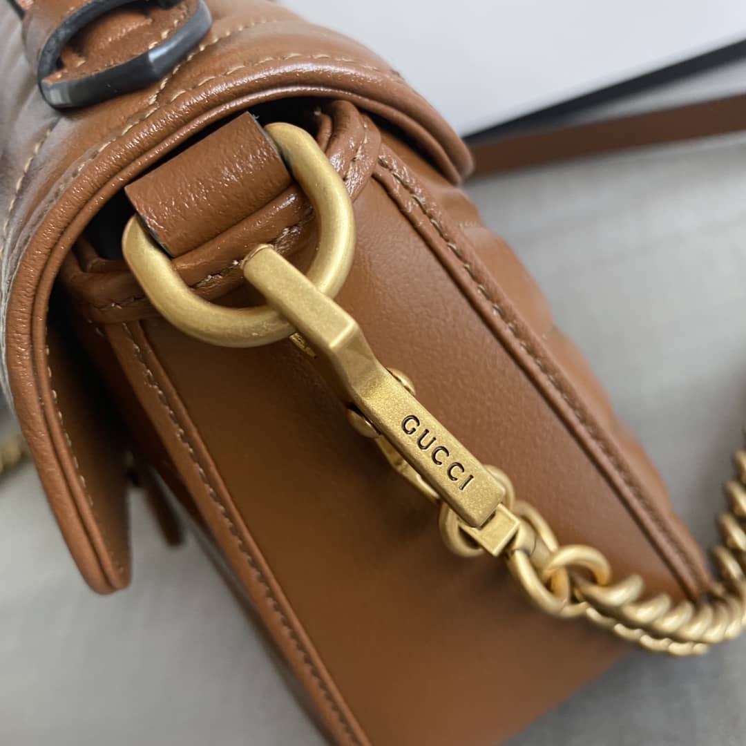 Gucci GG Marmont Mini Top Handle Bag Replica Brown 583571