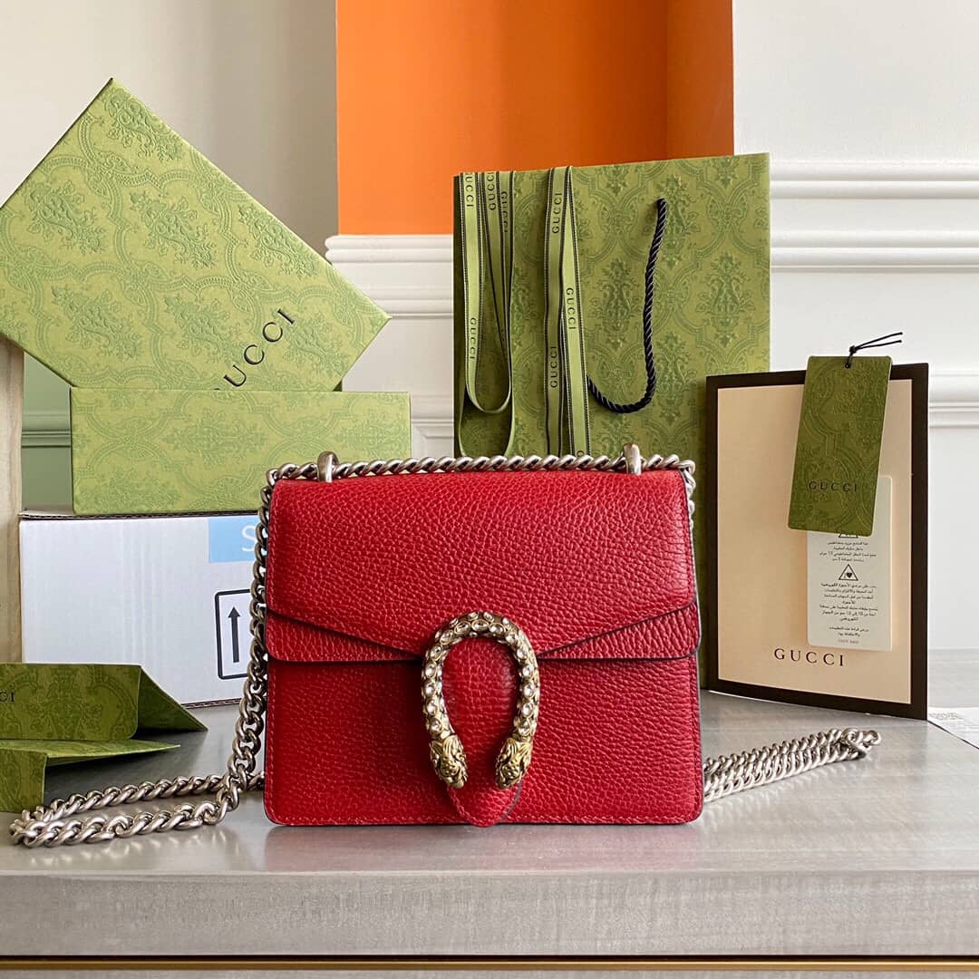 Gucci Dionysus Dupe GG Supreme Dionysus 2way Mini Chain Shoulder Bag Replica Red 421970