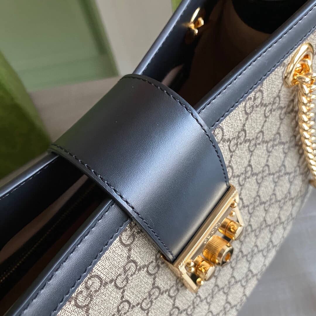 Gucci Padlock Medium GG Supreme Shoulder Bag Replica Gray Black 479197