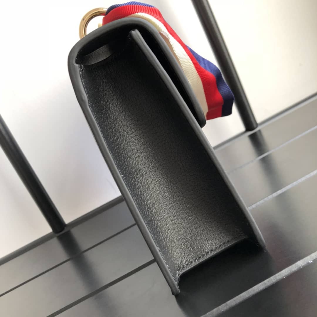 Gucci Sylvie Small Leather Shoulder Bag Replica Black 524405