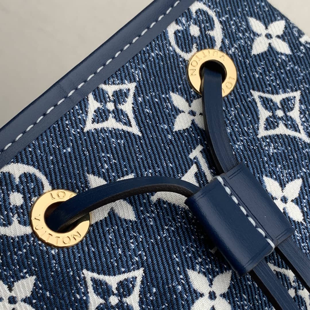 Louis Vuitton Denim Jacquard Textil Petit Noe Blue M59606 Replica Bucket Bag