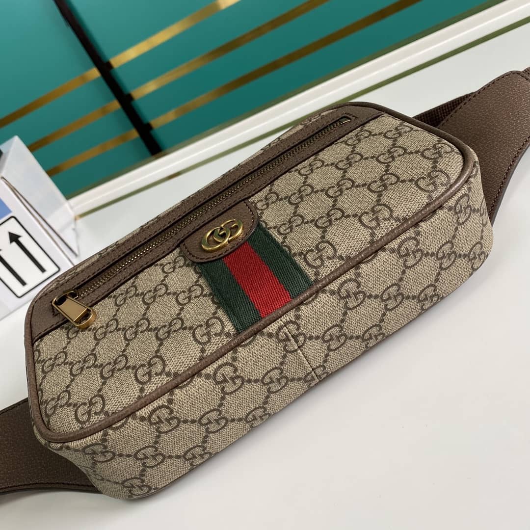 Gucci Ophidia Soft GG Supreme Belt Bag Ebony Beige Replica 574796