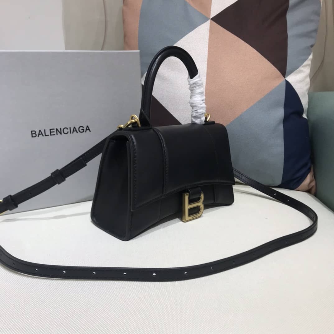 Balenciaga Hourglass Leather Top Handle Replica Bag