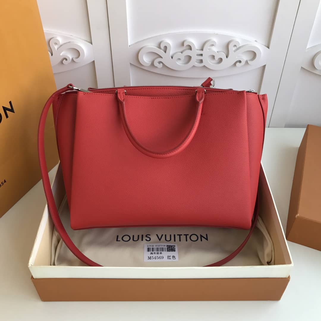 Louis Vuitton Lockmeto Tote Leather Hand Bag Red M54569 Replica