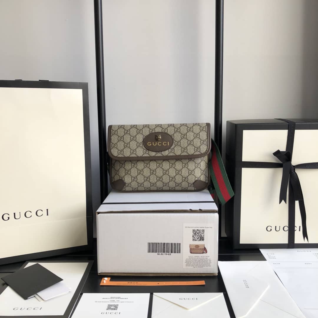 Gucci Neo Vintage GG Supreme Belt Bag Replica Brown 493930