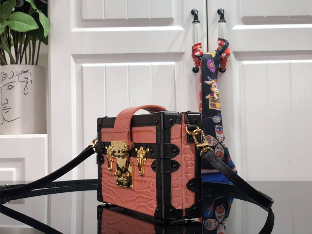 Louis Vuitton Petite Malle Brilliant Alligator Leather Replica Handbag Orange N93817