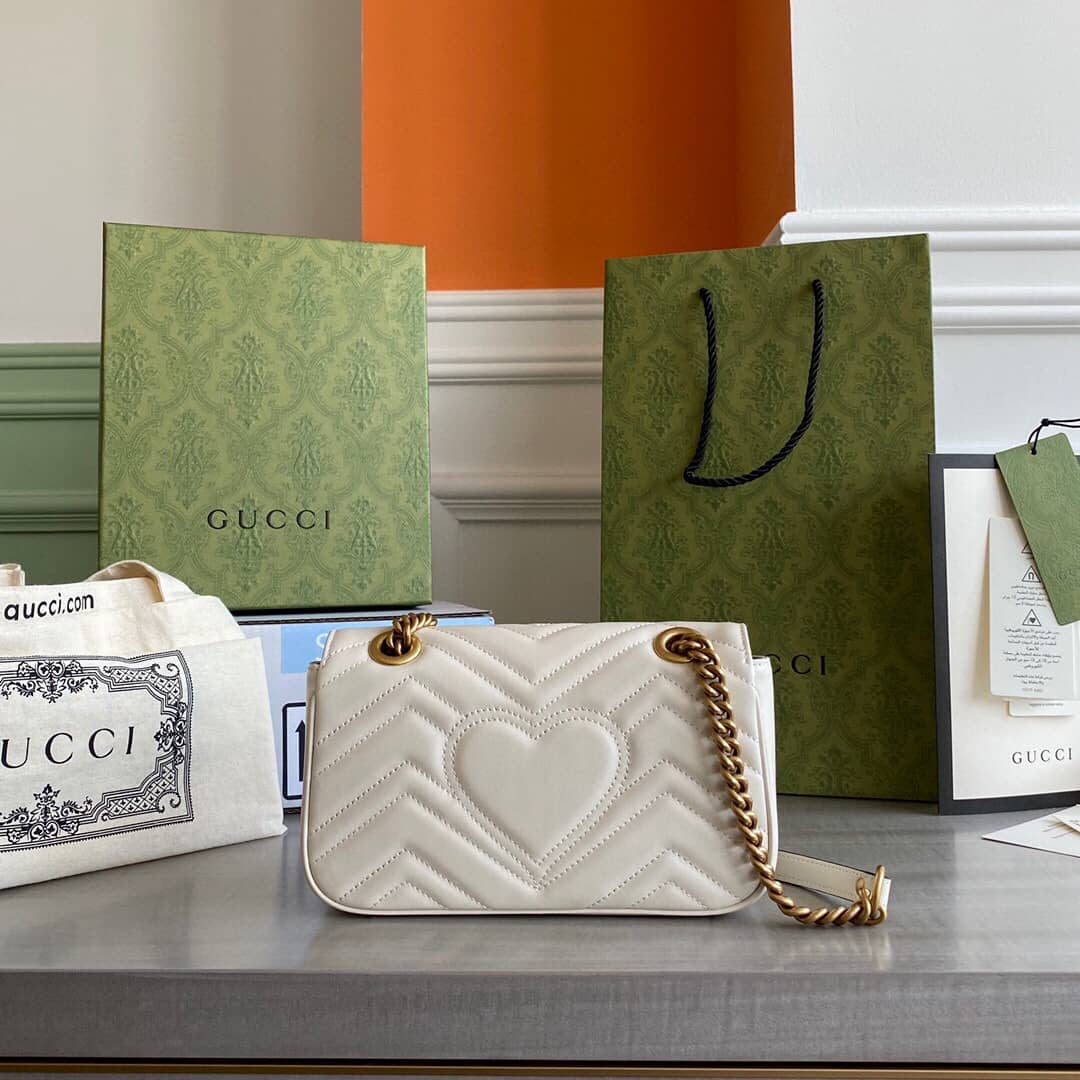 Gucci GG Marmont Mini Matelasse Shoulder Bag Replica White 446744