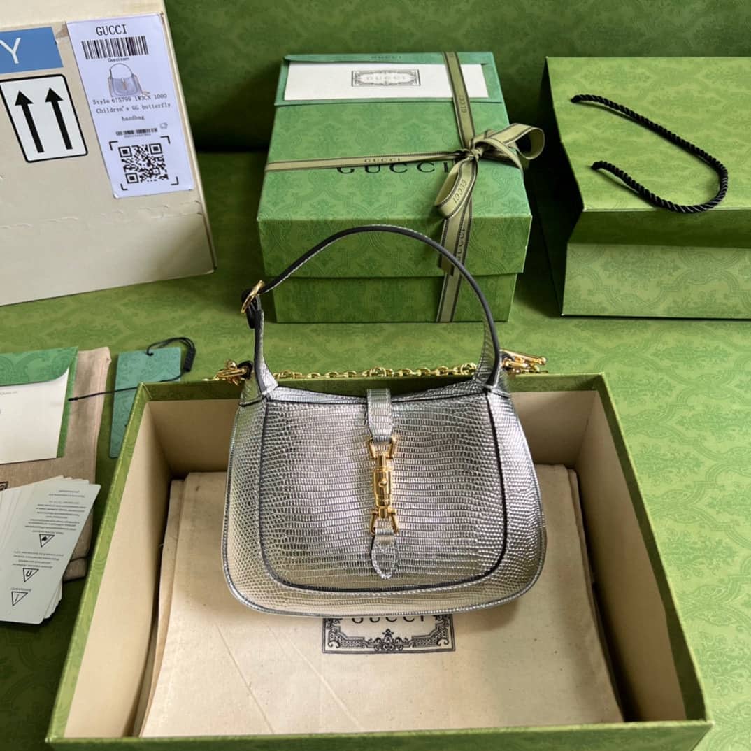 Gucci Jackie 1961 Mini Shoulder Bag Silver Leather 675799 Replica