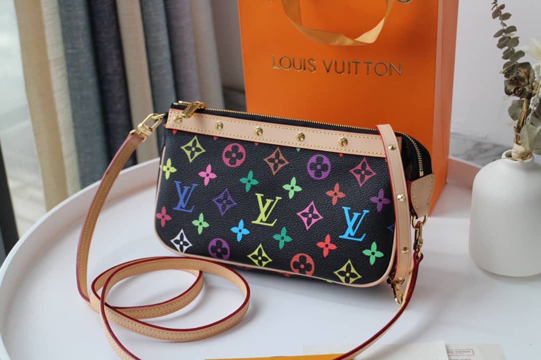 Louis Vuitton Pochette Dupe Monogram Multi  Accessoires Replica Pouch Black M92649