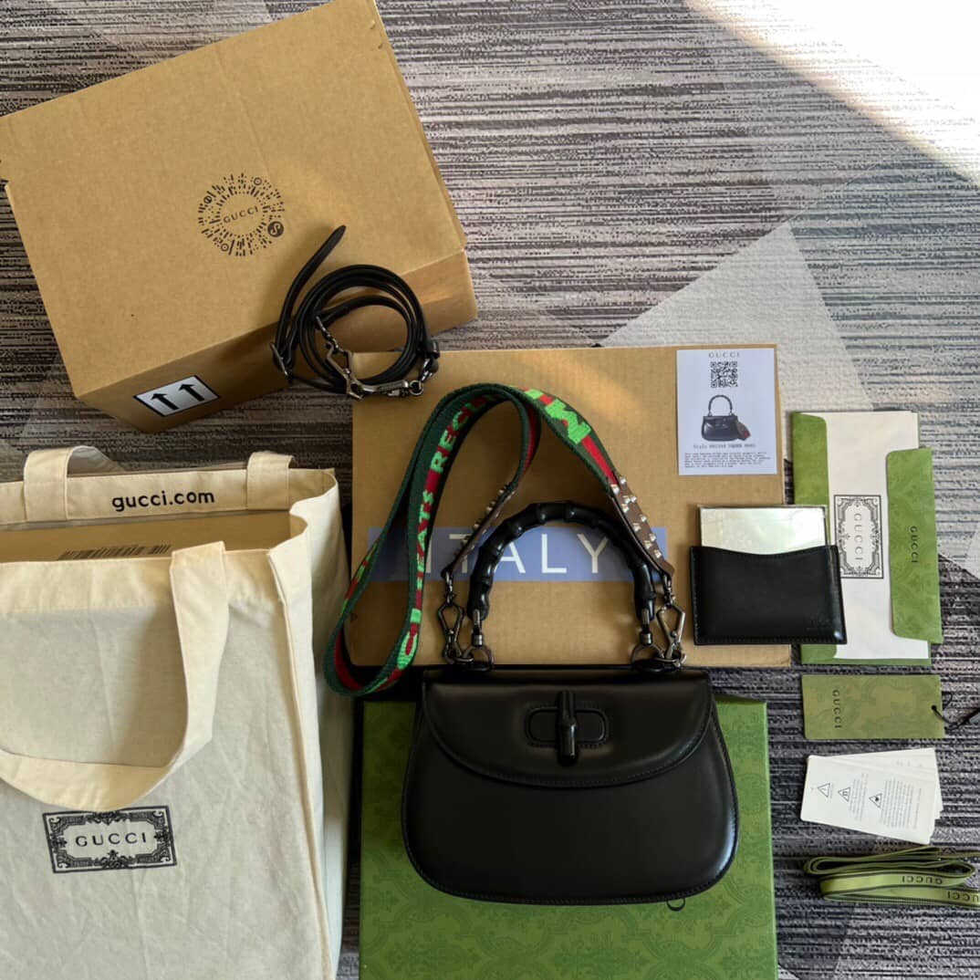Gucci Bamboo 1947 Small Top Handle Bag 675797 Balck Replica