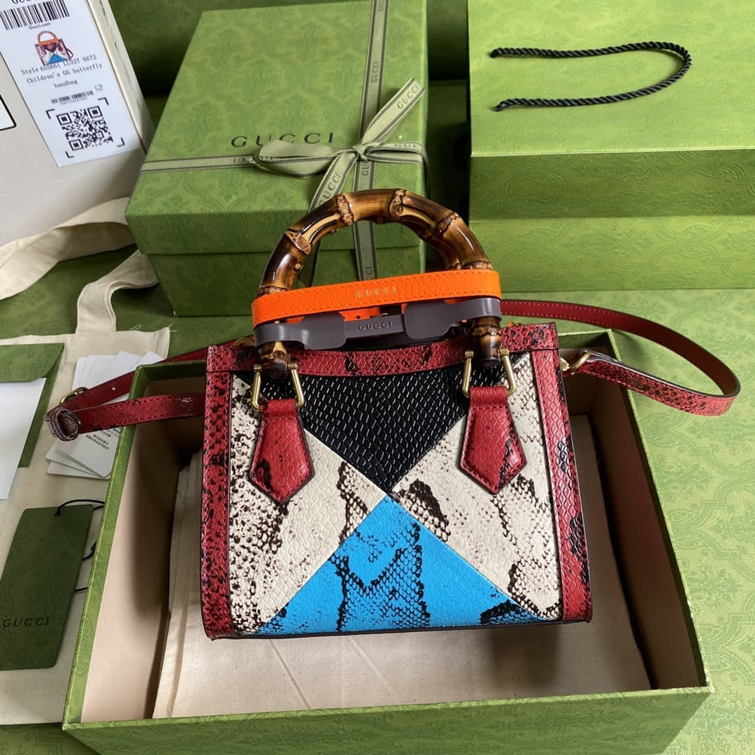 Gucci Diana Mini Bamboo Tote Bag Replica Red 655661