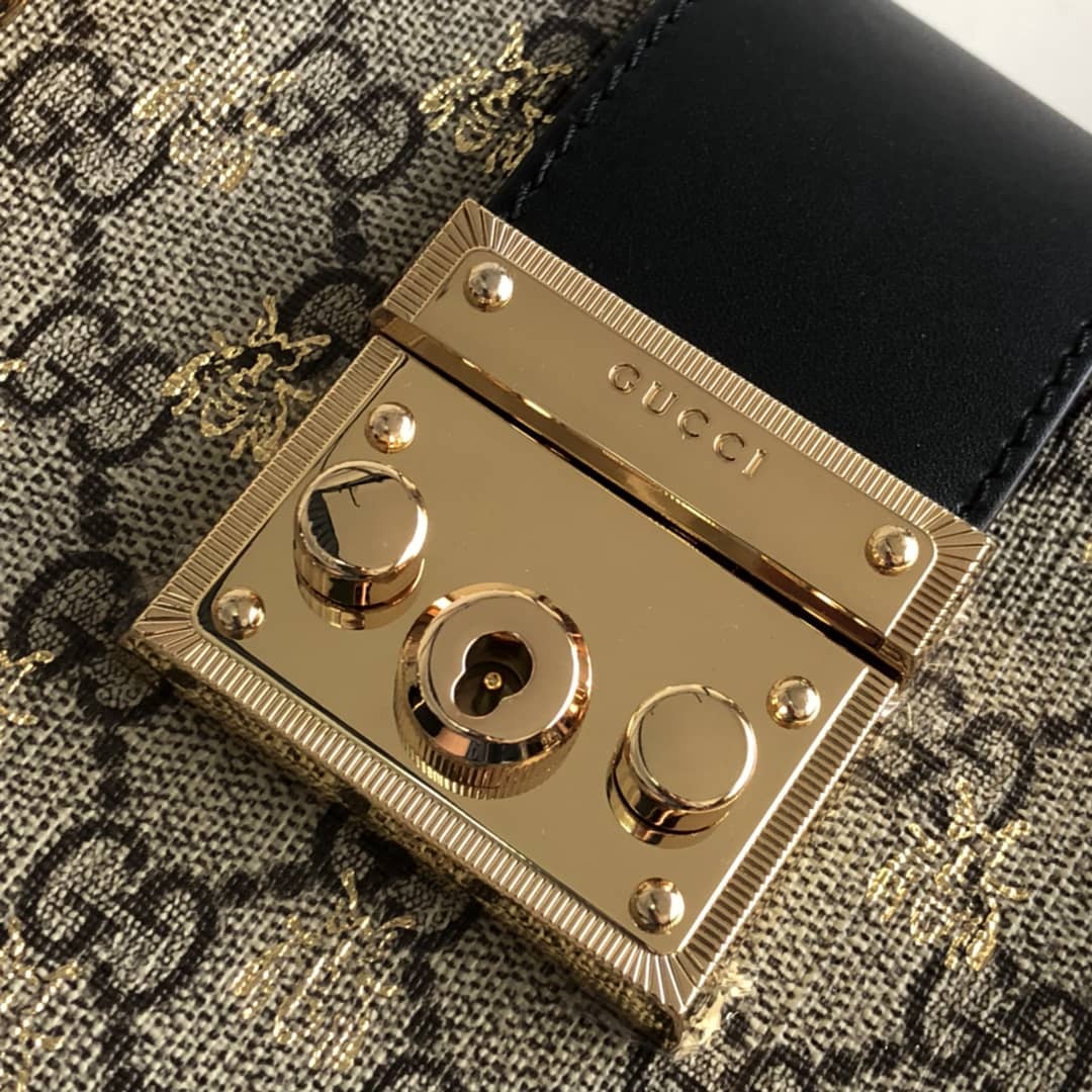 Gucci Padlock Small GG Supreme Canvas Shoulder Bag Replica Brown 498156