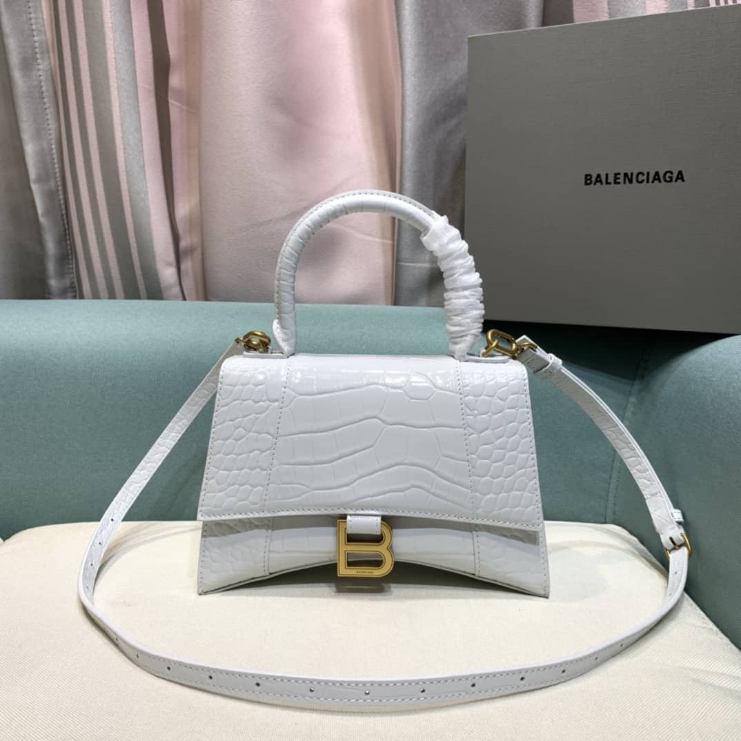 Balenciaga Hourglass Leather Top Handle Replica Bag