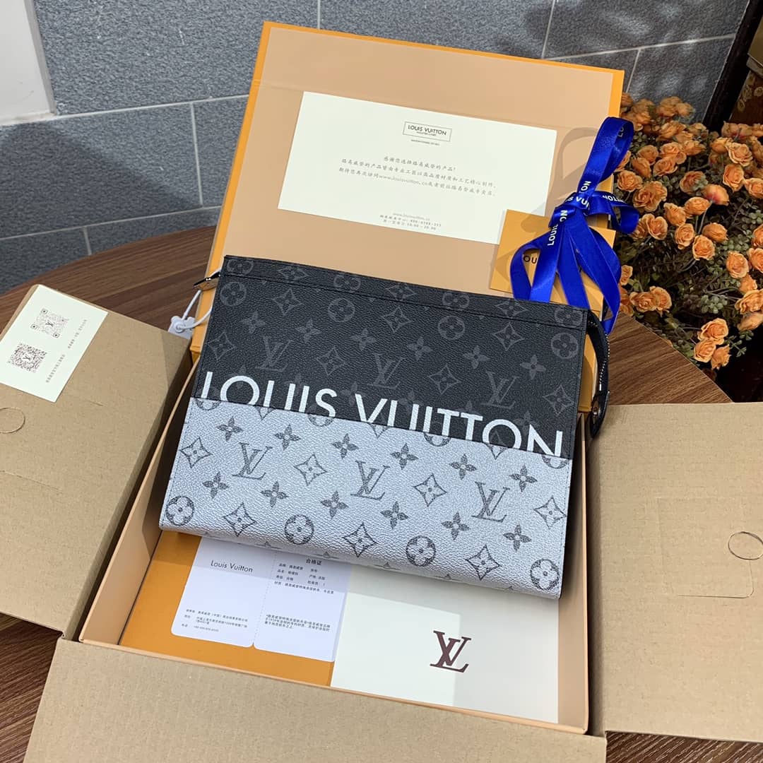 Louis Vuitton Voyage MM Monogram Replica Pochette Black Gray M63039