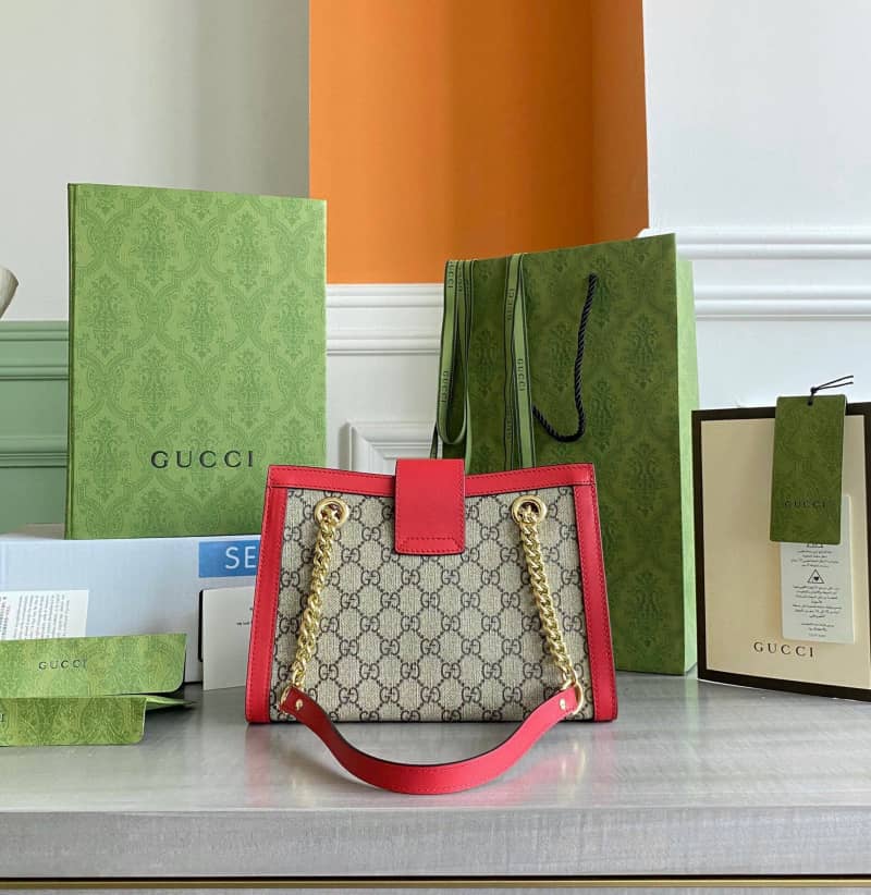 Gucci Padlock Small GG Supreme Canvas Shoulder Bag Replica Red 498156