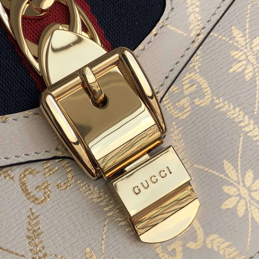 Gucci Sylvie Leather Mini Shoulder Bag Replica White Beige 470270