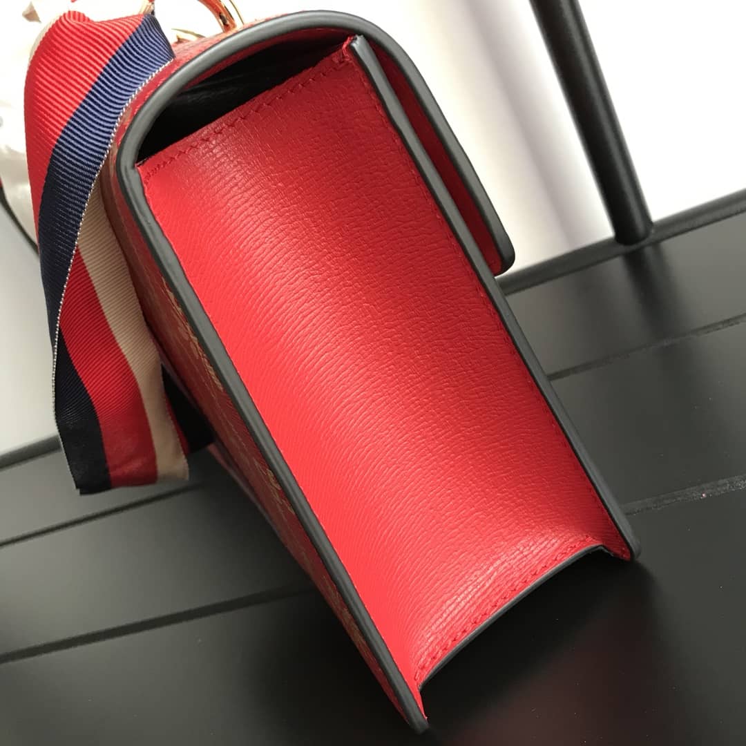 Gucci Sylvie Small Leather Shoulder Bag Replica Red 524405