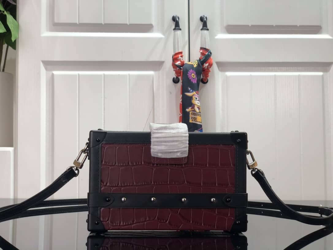 Louis Vuitton Petite Malle Brilliant Alligator Leather Replica Handbag Red N93817