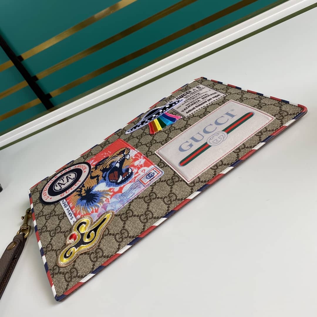 Gucci GG Supreme Monogram Courrier Zip Pouch Replica 473915