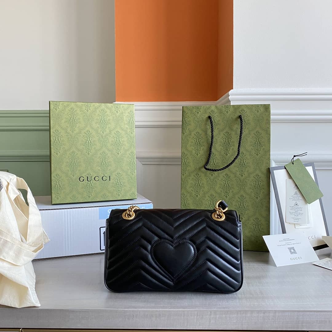 Gucci GG Marmont Matelasse Shoulder Bag Replica Black 443497