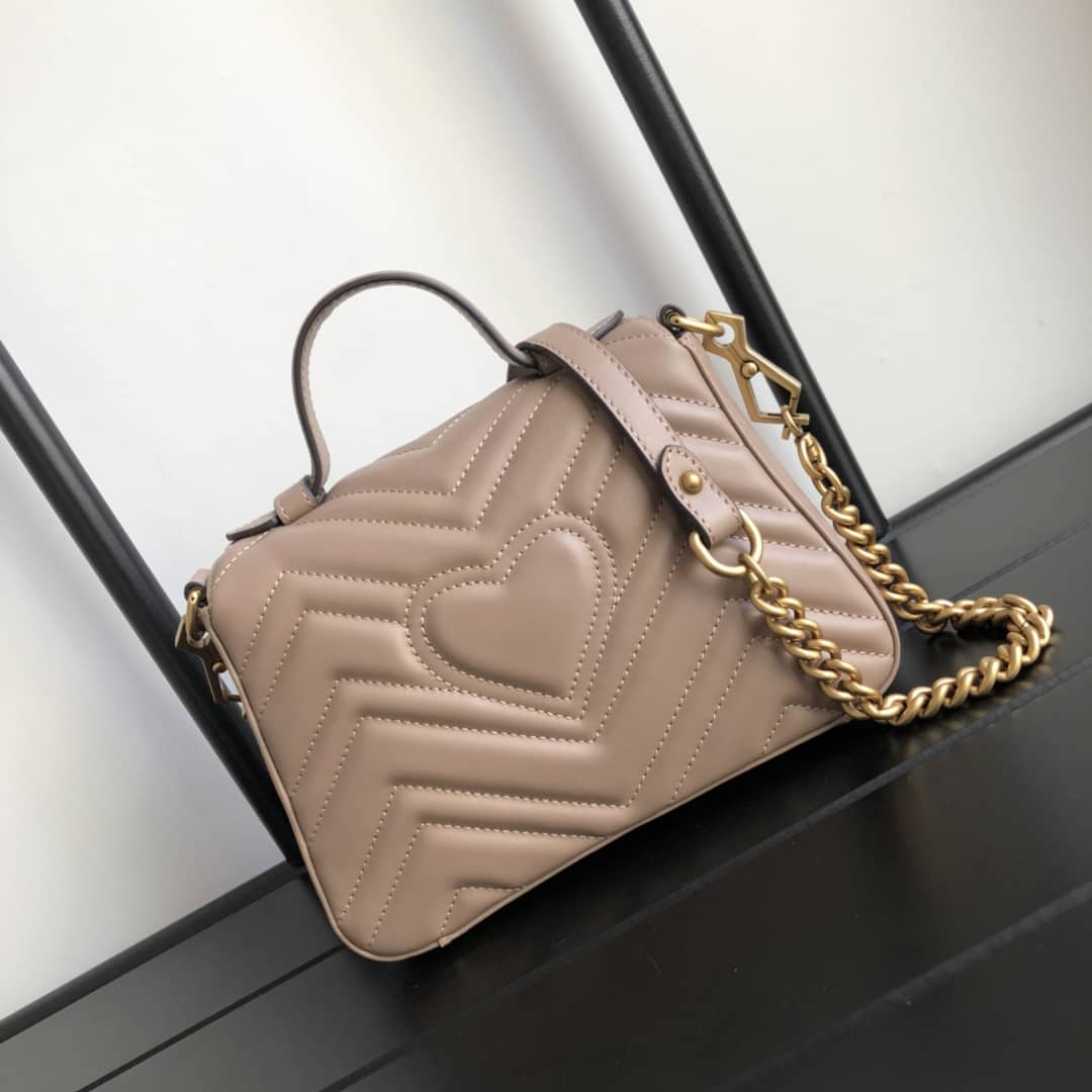 Gucci GG Marmont Mini Leather Top Handle Bag Replica Apricot 547260
