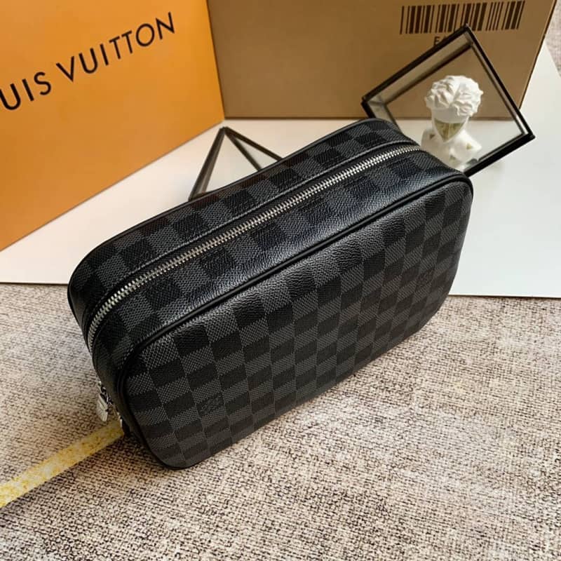 Louis Vuitton Toilet Pouch GM Monogram Eclipse Canvas Replica Black M43383