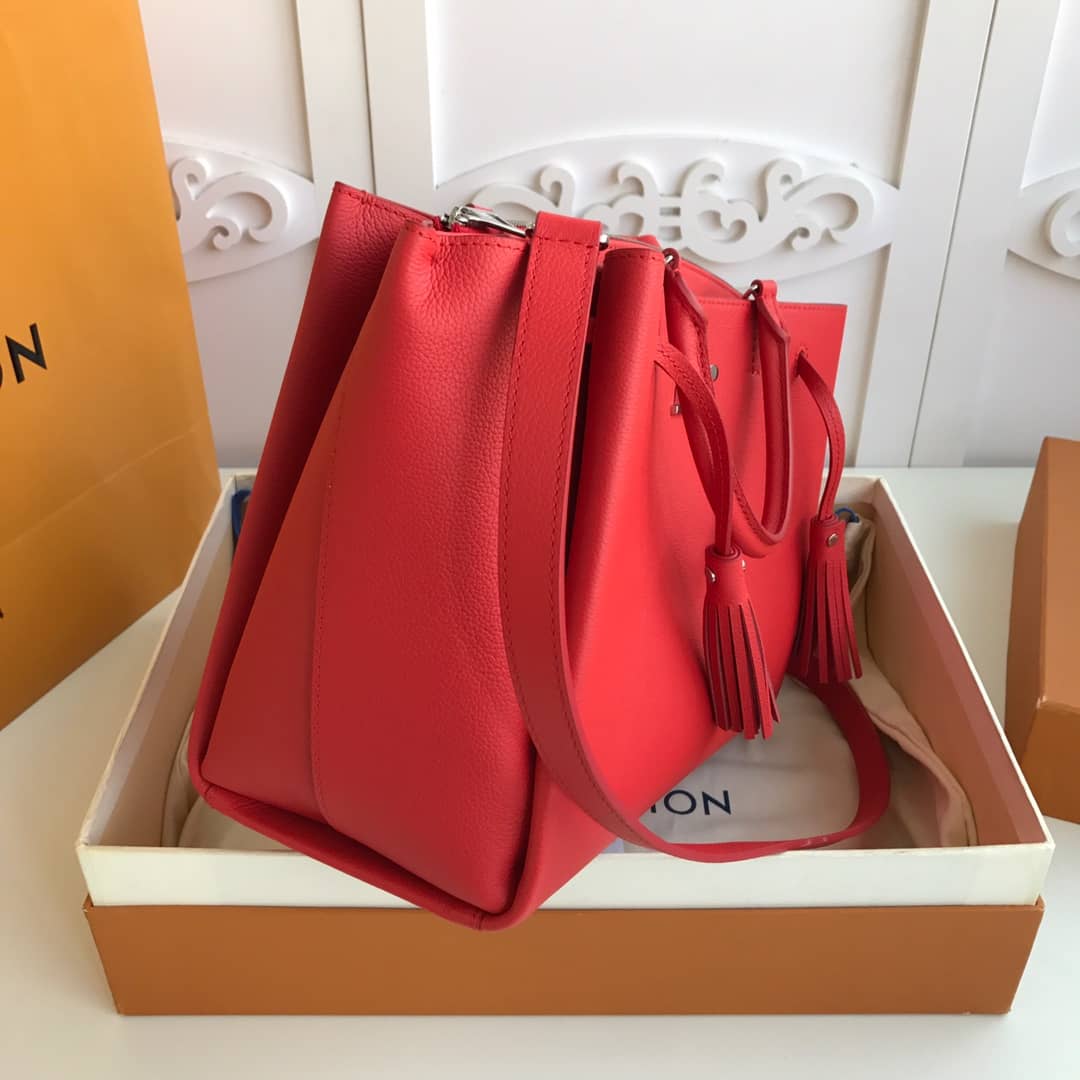 Louis Vuitton Lockmeto Tote Leather Hand Bag Red M54569 Replica