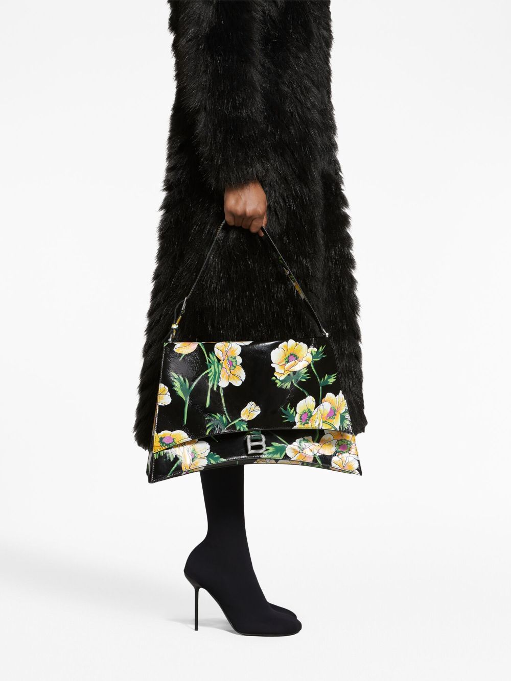 Balenciaga Bag Dupe large Crush Sling floral-print shoulder bag - Cola