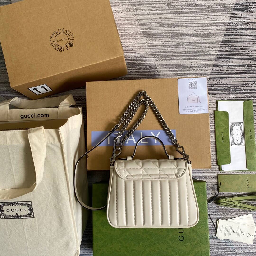 Gucci GG Marmont Mini Top Handle Bag Replica White 583571