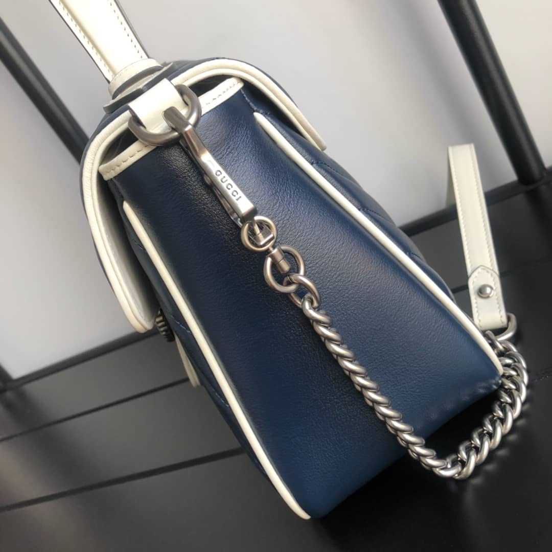 Gucci Marmont Dupe Small Handle Shoulder Bag Replica Blue 498110