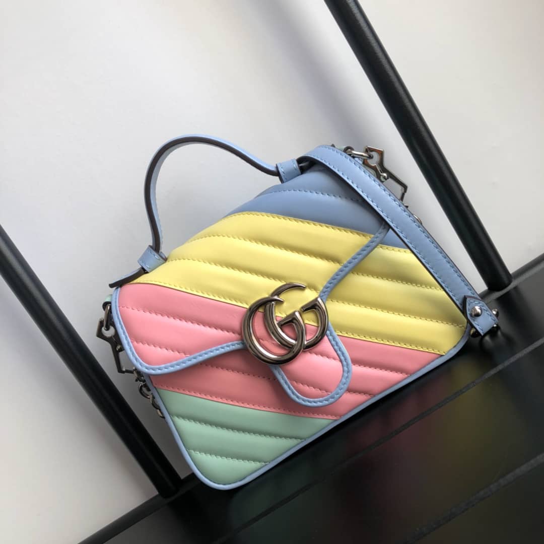 Gucci GG Marmont Mini Leather Top Handle Bag Replica Colorful 547260