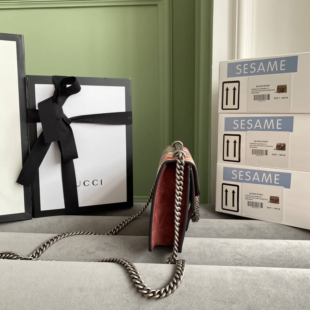 Gucci Dionysus Dupe GG Supreme Dionysus Chain Replica Shoulder Bag Brown 400249