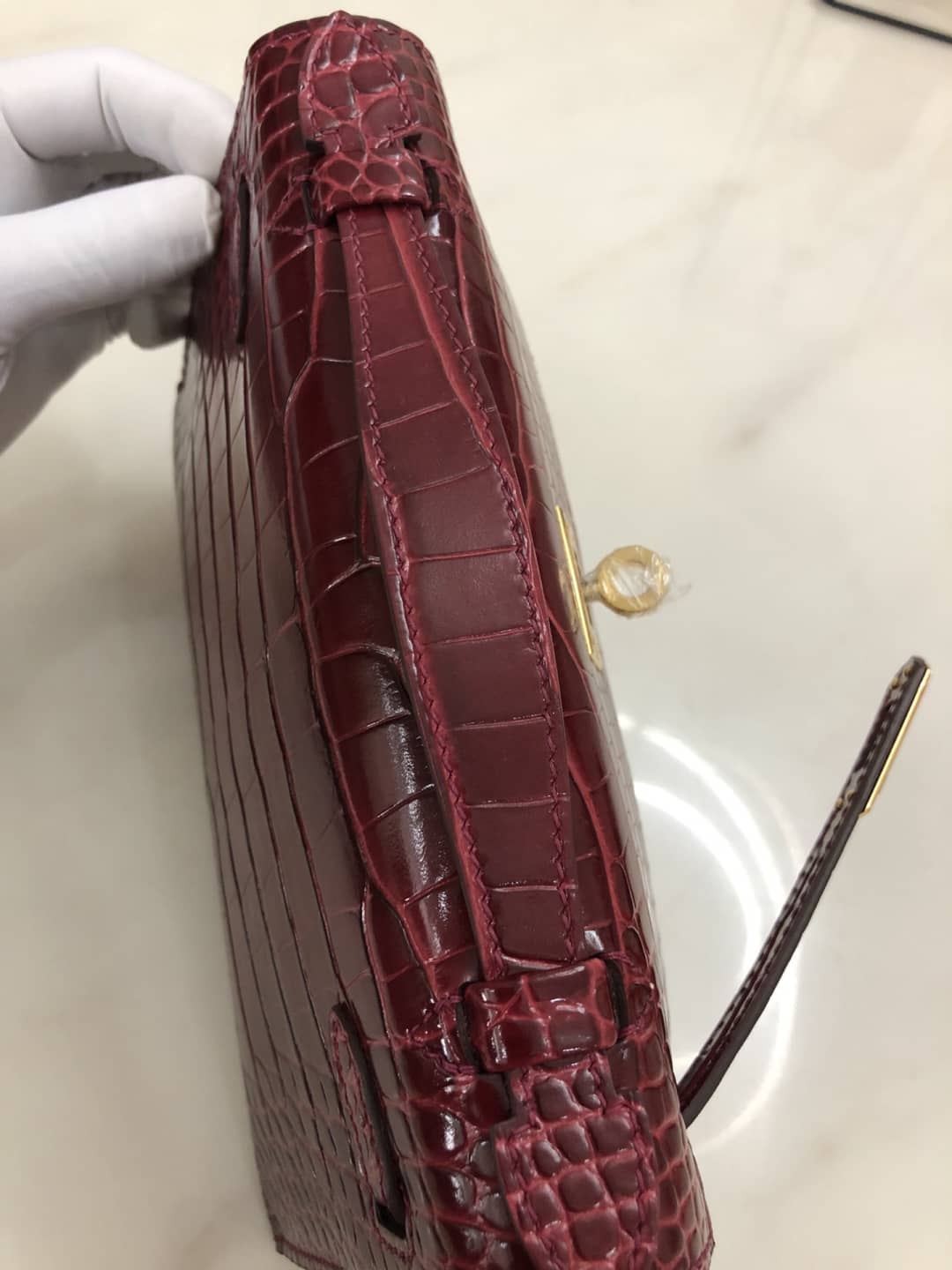 Hermes Kelly Dupe 22CM Crocodile Shiny Replica Bag