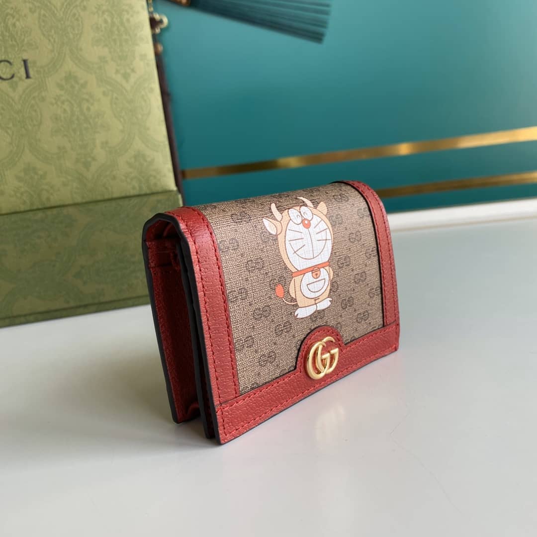 Gucci Doraemon GG Supreme Mini Wallet Replica 654541