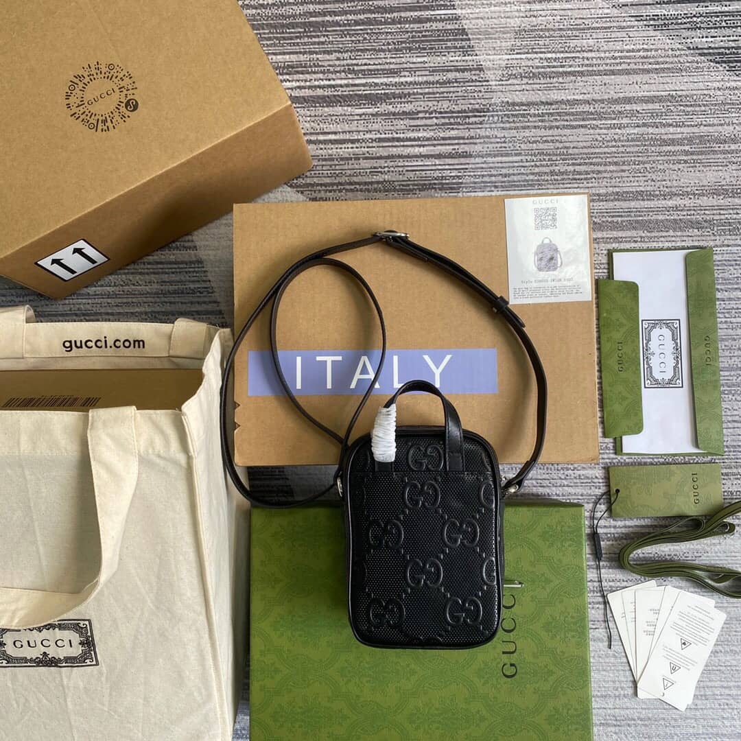 Gucci GG Embossed Mini Bag Replica Black 658553
