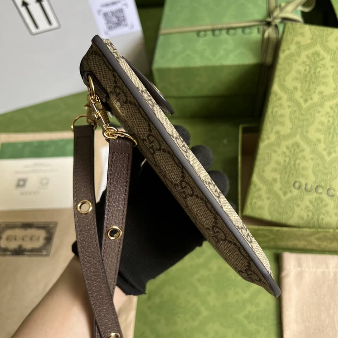 Gucci Cherry Print Phone Case Brown 700732 Replica