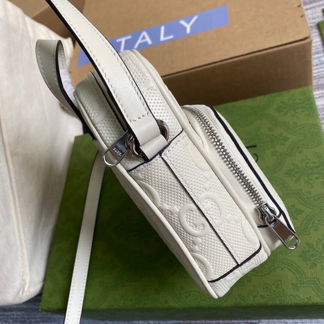Gucci GG Embossed Mini Bag Replica White 658553