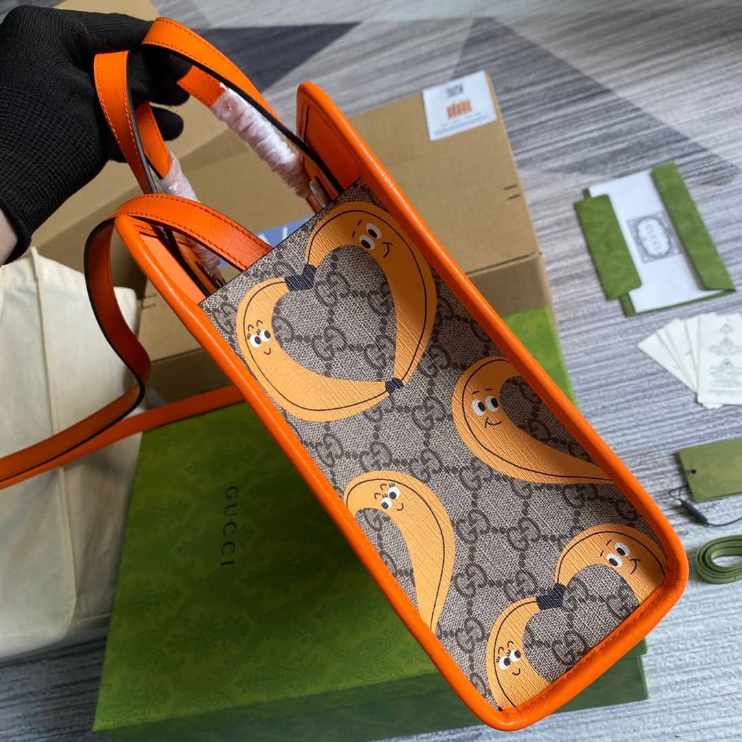 Gucci Supreme Canvas Children Yuko Higuchi Tote Replica Orange 630542