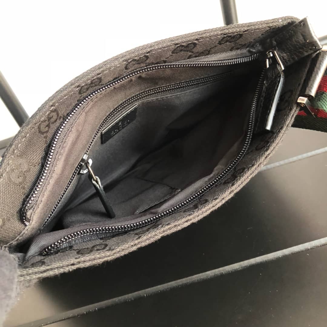 Gucci GG Monogram Canvas Web Small Messenger Bag Replica Black 146309