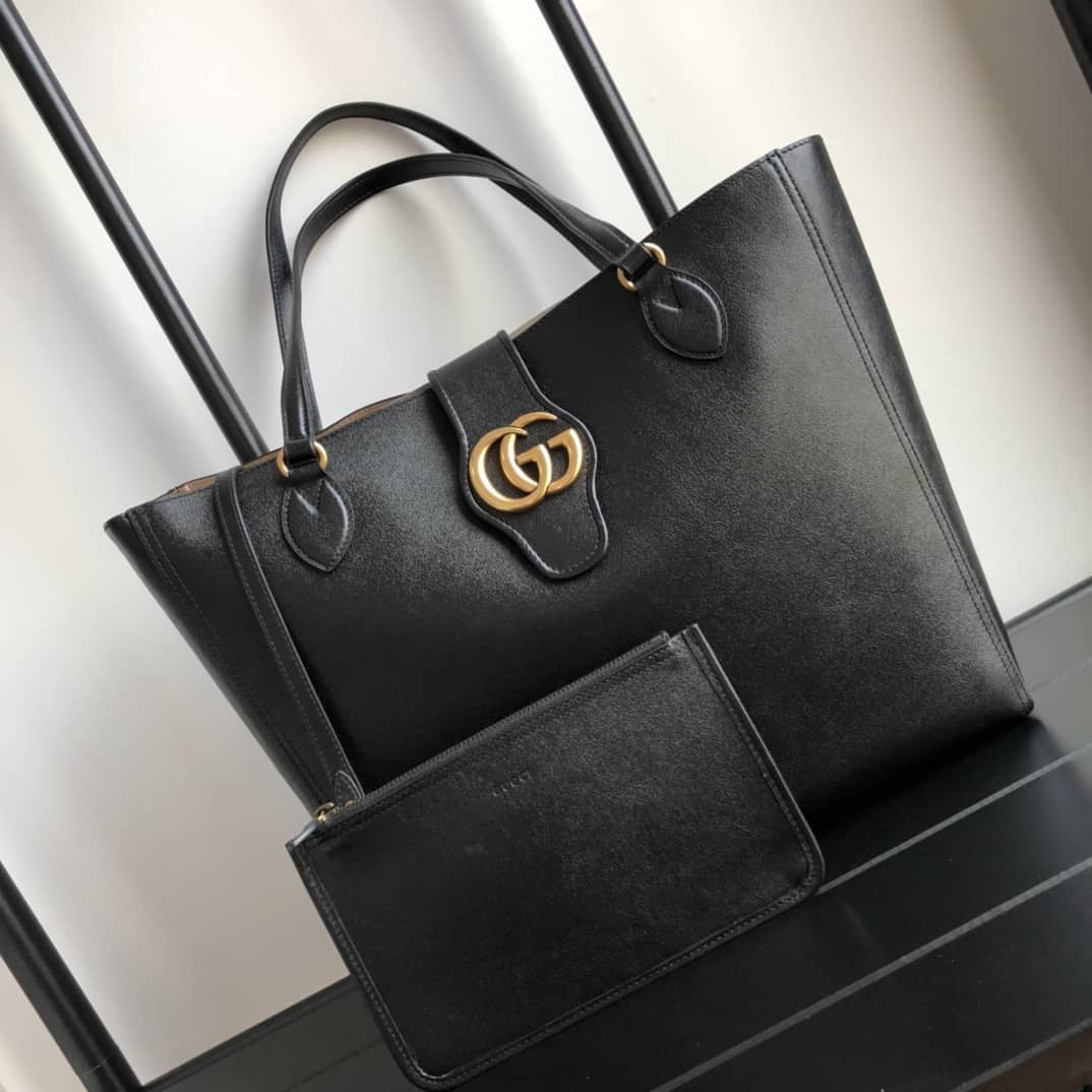 Gucci Medium With Double G Tote Black Replica 649577