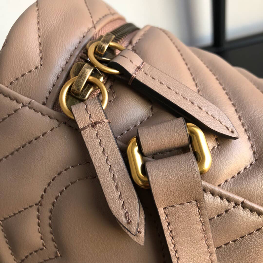 Gucci GG Marmont Matelesse Mini Round Replica Backpack Brown 598594