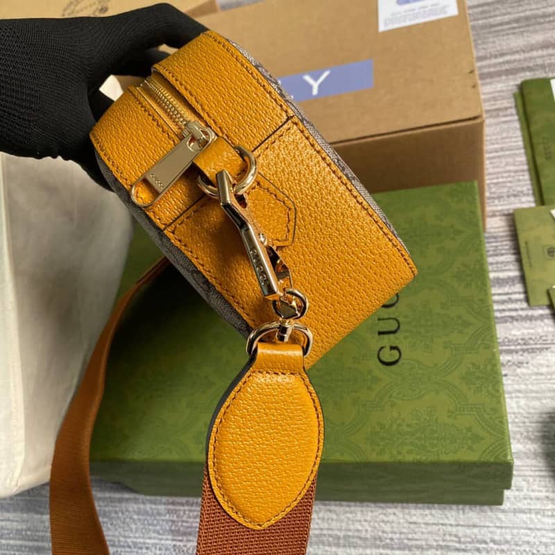 Gucci Supreme Canvas Camera Bag Replica Yellow 574886